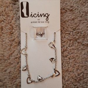 Anklet and toe ring set